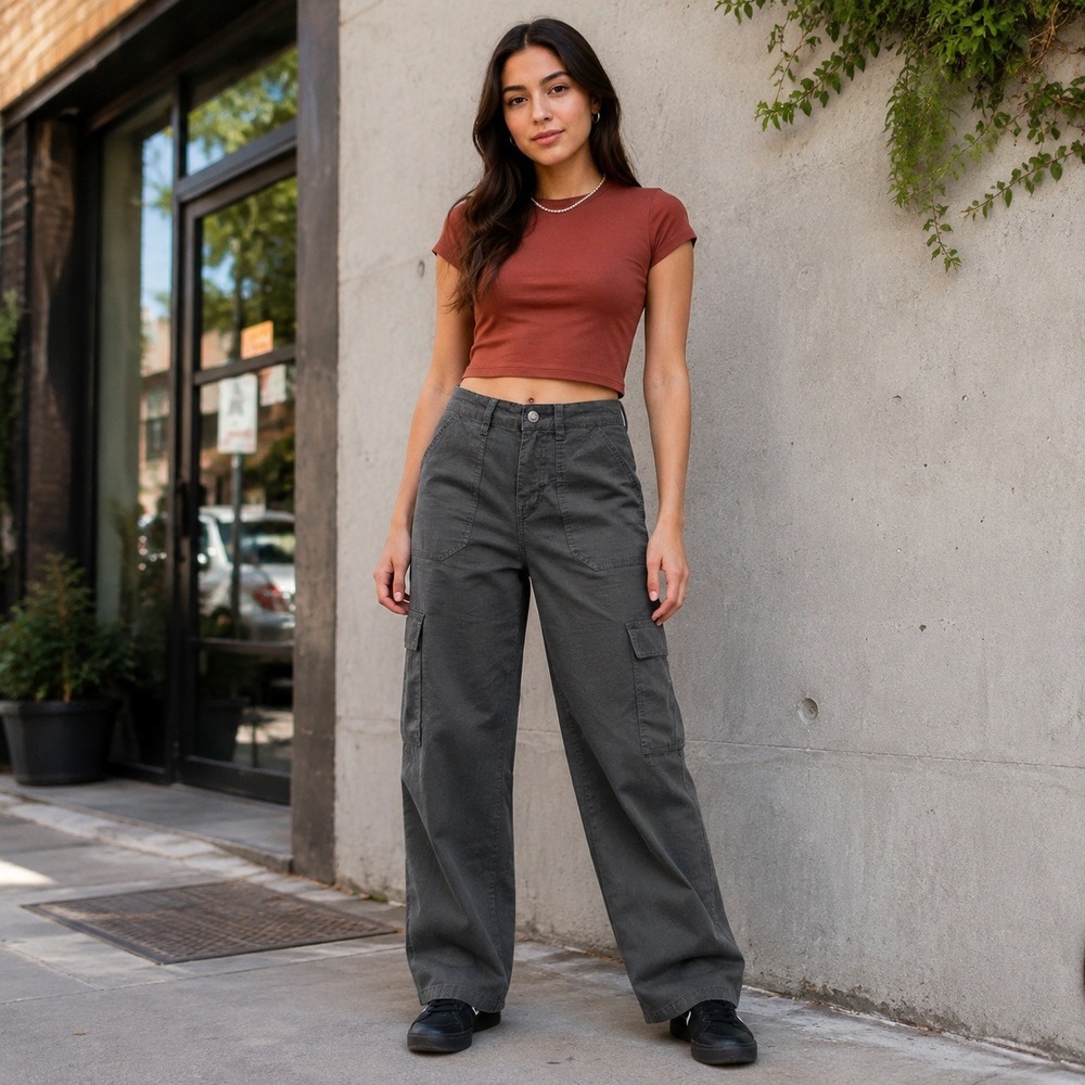 Unionbay Cargo Pants Women 5 27W Black Ripstop Utility Multi-Pocket